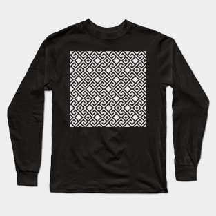 Gray square Greek ornament, Meander Long Sleeve T-Shirt